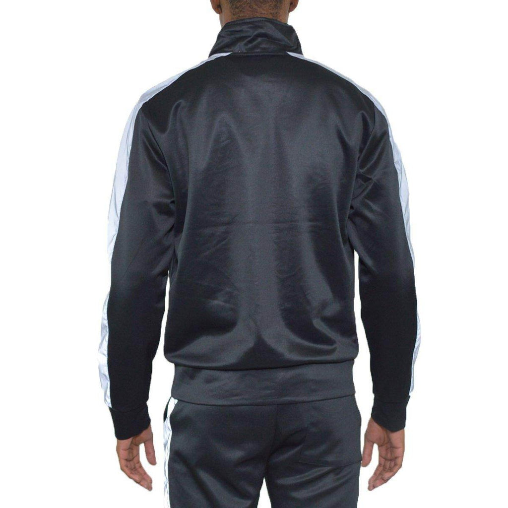 Black Single Stripe Track Jacket - VacationGrabs