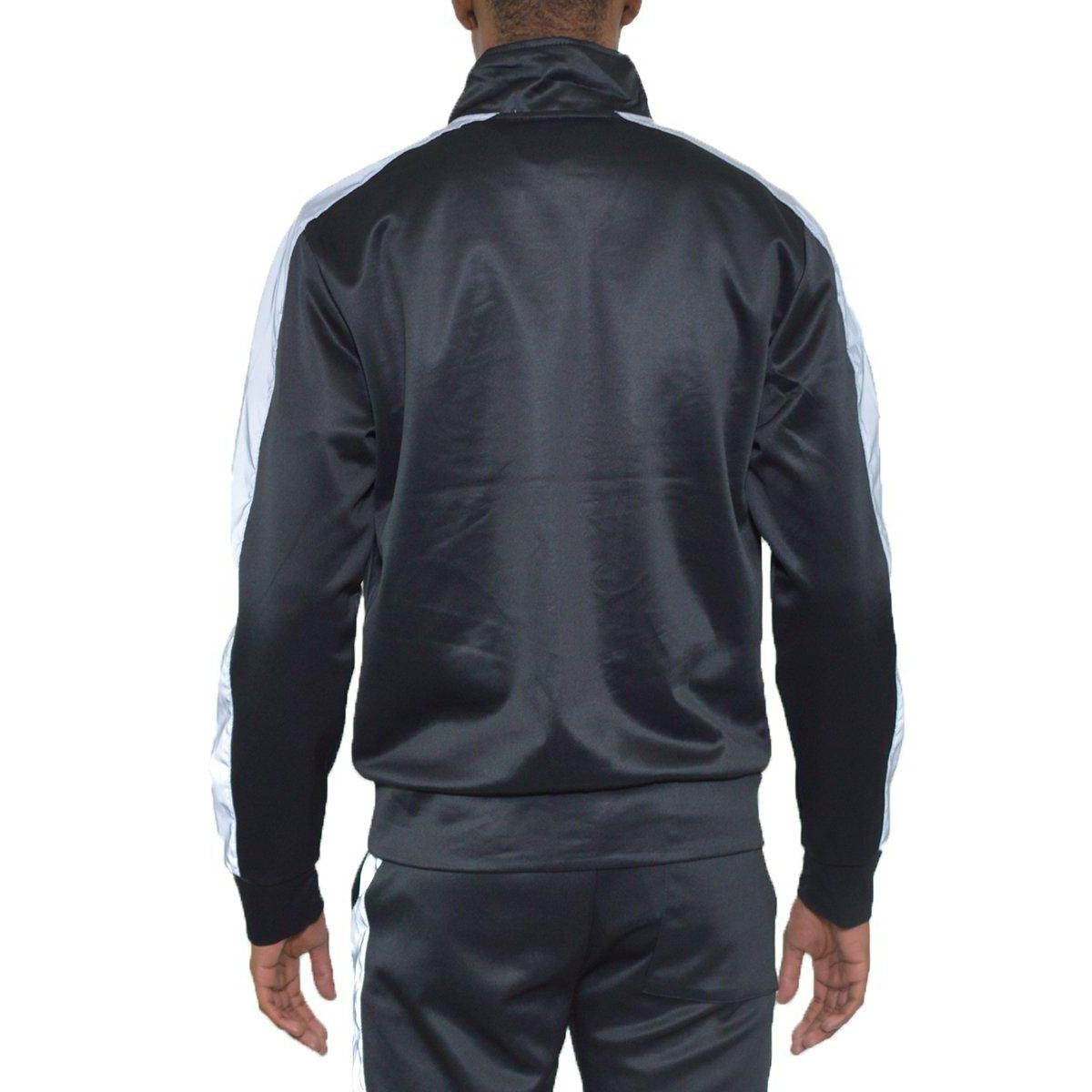 Black Single Stripe Track Jacket - VacationGrabs