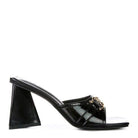 Stylish black slider sandals women with a unique block heel design for fashionable summer wear