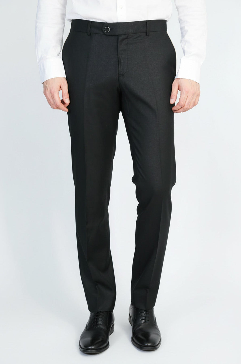 Black Slim Fit Classic Cut Dress Trousers – front view