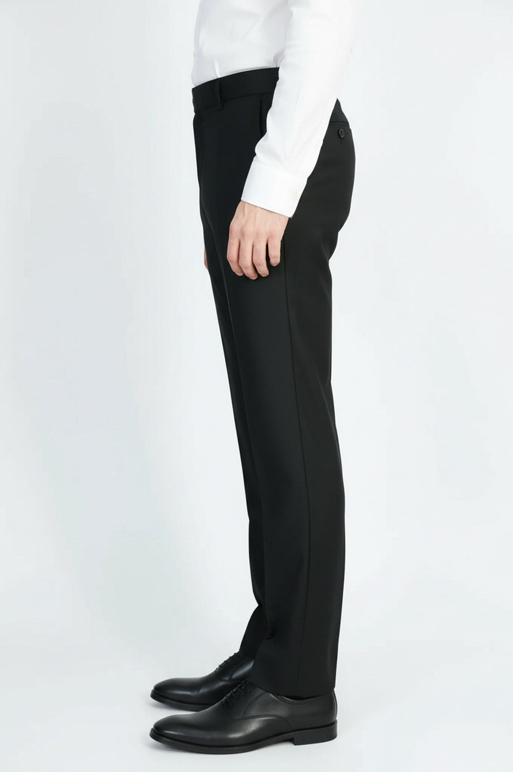 Black Slim Fit Classic Cut Dress Trousers – detail view