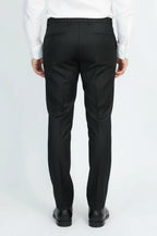 Black Slim Fit Classic Cut Dress Trousers – styled view