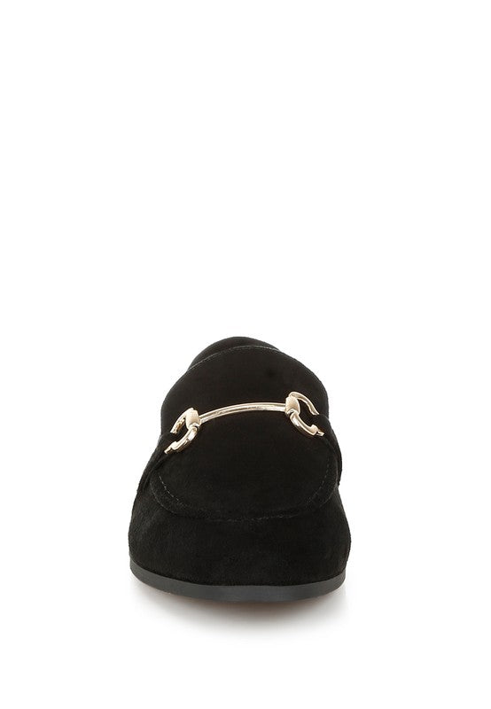 Rag Company women's black flats with gold buckle detail, stylish beige slip on loafers alternative
