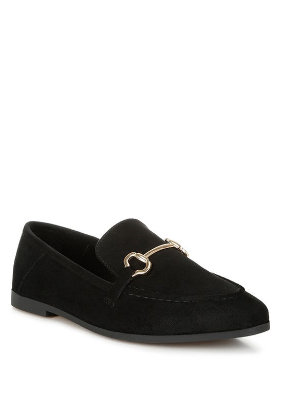 Rag Company women's black flats with gold hardware slip on loafers