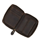Black Soft Genuine Leather Short Wallet with Coin Pocket