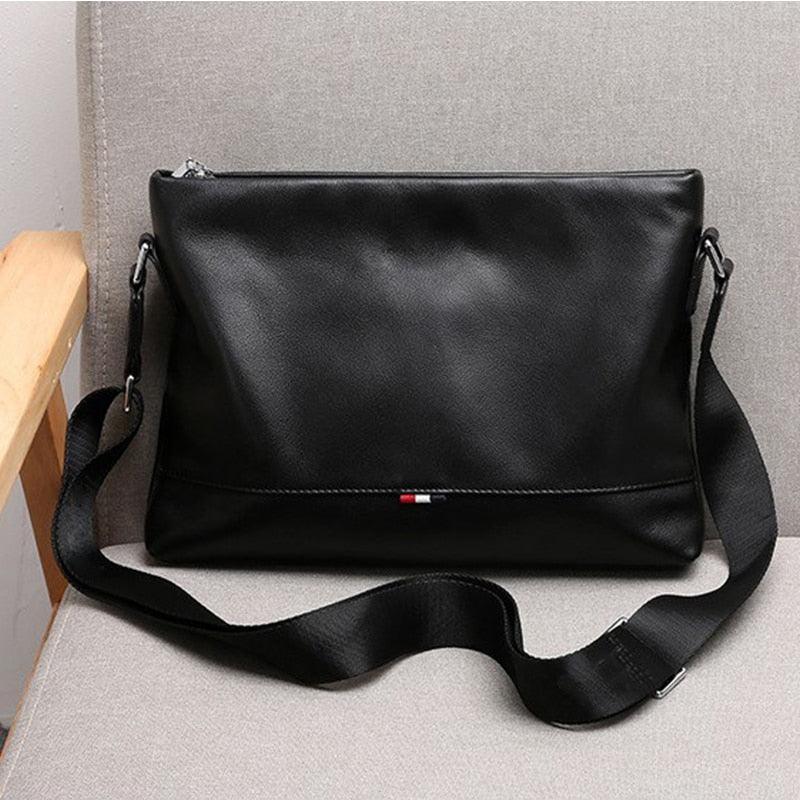 Luggage & Bags - Backpacks Black Soft Leather Shoulder Bag Crossbody Messenger Satchel Mens