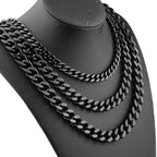 black stainless steel miami necklace for stylish men's jewelry