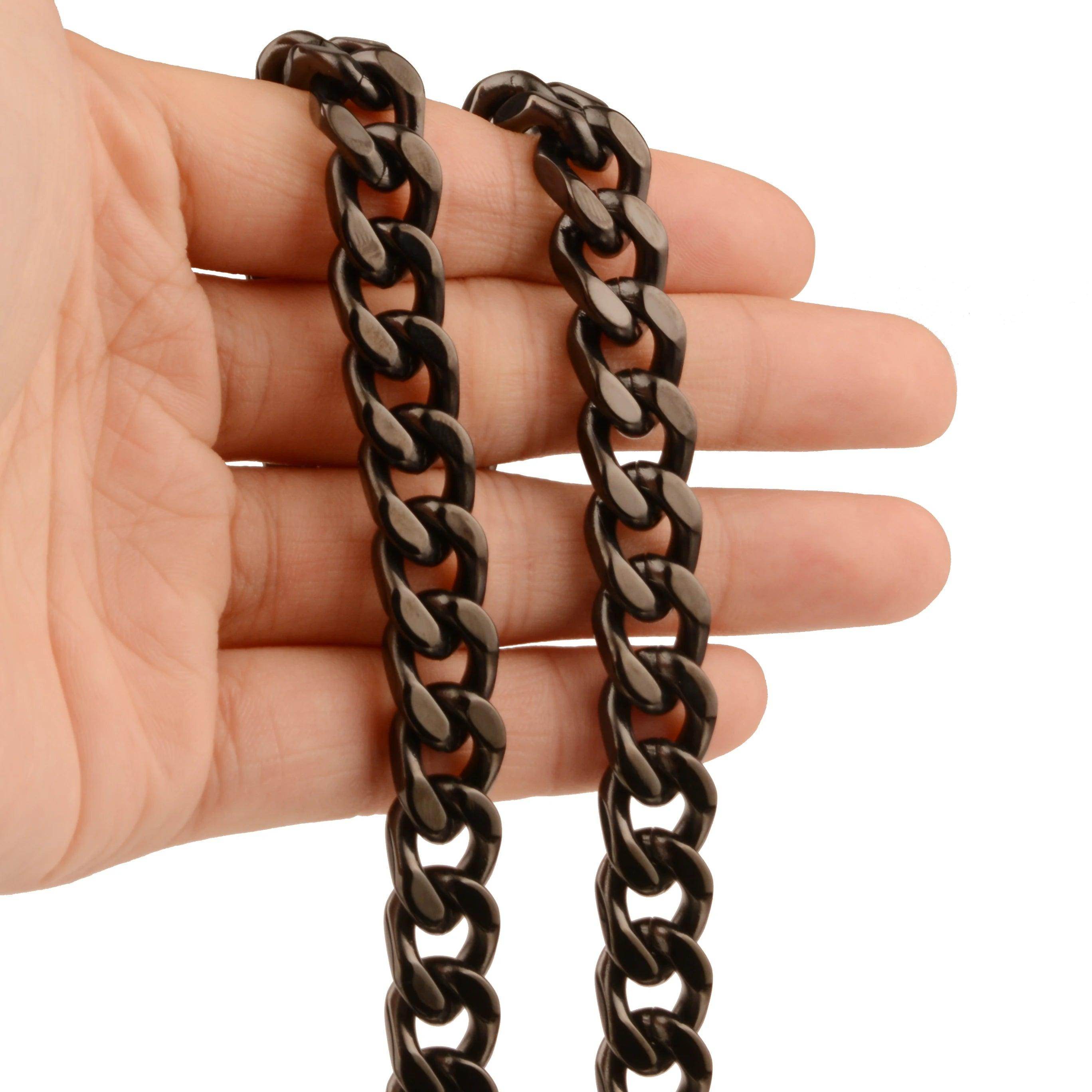 Men's black stainless steel Miami necklace, stylish and durable accessory