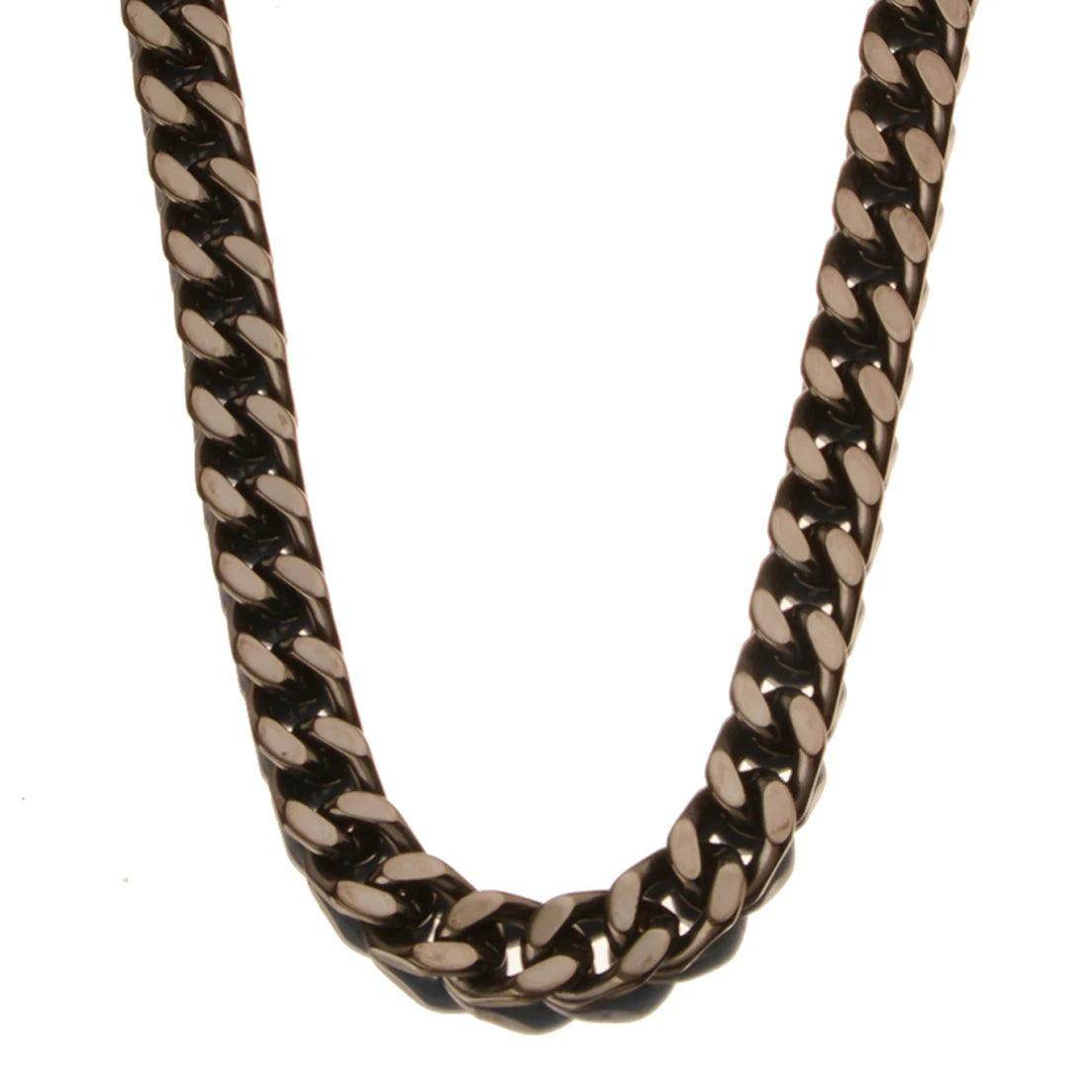 Men's black stainless steel Miami necklace, stylish and bold look
