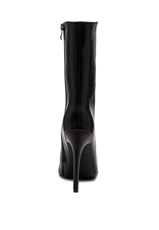 Elegant black stiletto ankle boots for women with a sleek design and side zipper closure