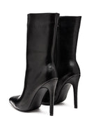 Rag Company black stiletto ankle boots for women with sleek high-heel design and smooth finish.