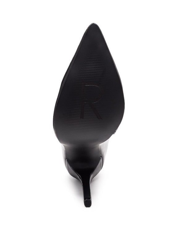 Black stiletto ankle boots for women with sleek design and pointed toe from Rag Company