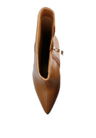 Rag Company stylish brown ankle boots with pointed toe and side zipper for women