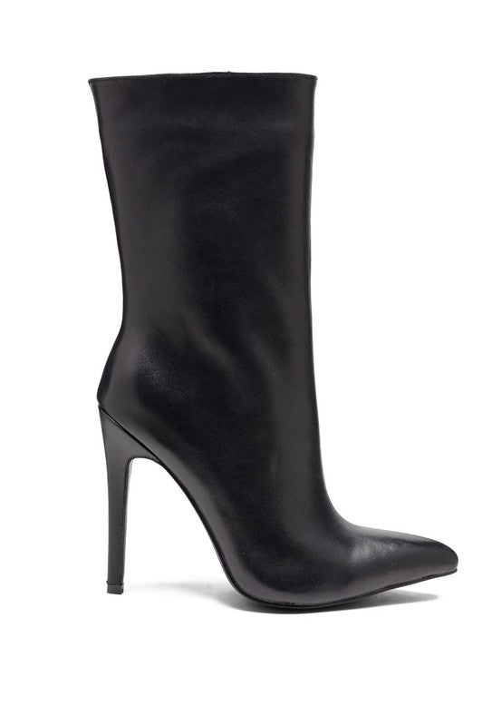 Stylish black stiletto ankle boots for women with a sleek design and pointed toe