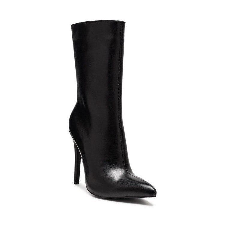 Rag Company black stiletto ankle boots for women with a sleek design and pointed toe
