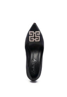 Stylish black stiletto shoes from Rag Company with a glittering buckle detail
