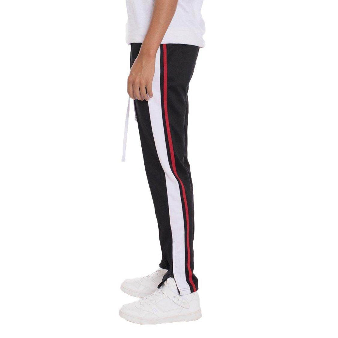 Men's black stripe joggers from VacationGrabs with contrasting side stripes for a stylish look