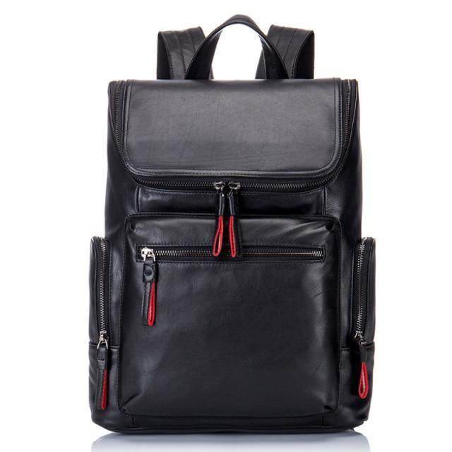 Stylish black textured backpacks with multiple zippered pockets and adjustable straps for convenience