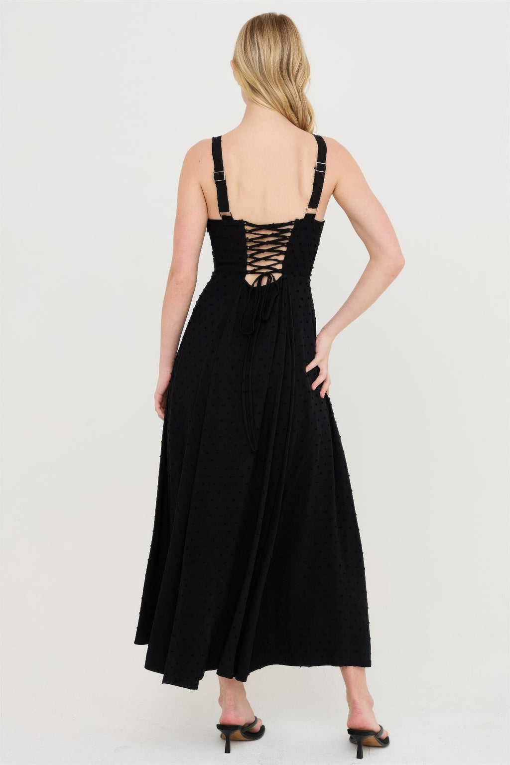 Black back tie dress code maxi dress for elegant occasions