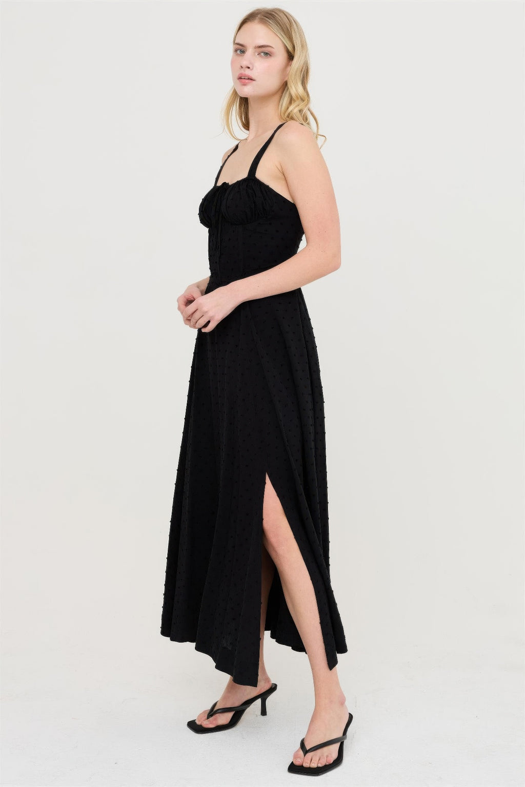Black back tie dress code maxi dress for summer events