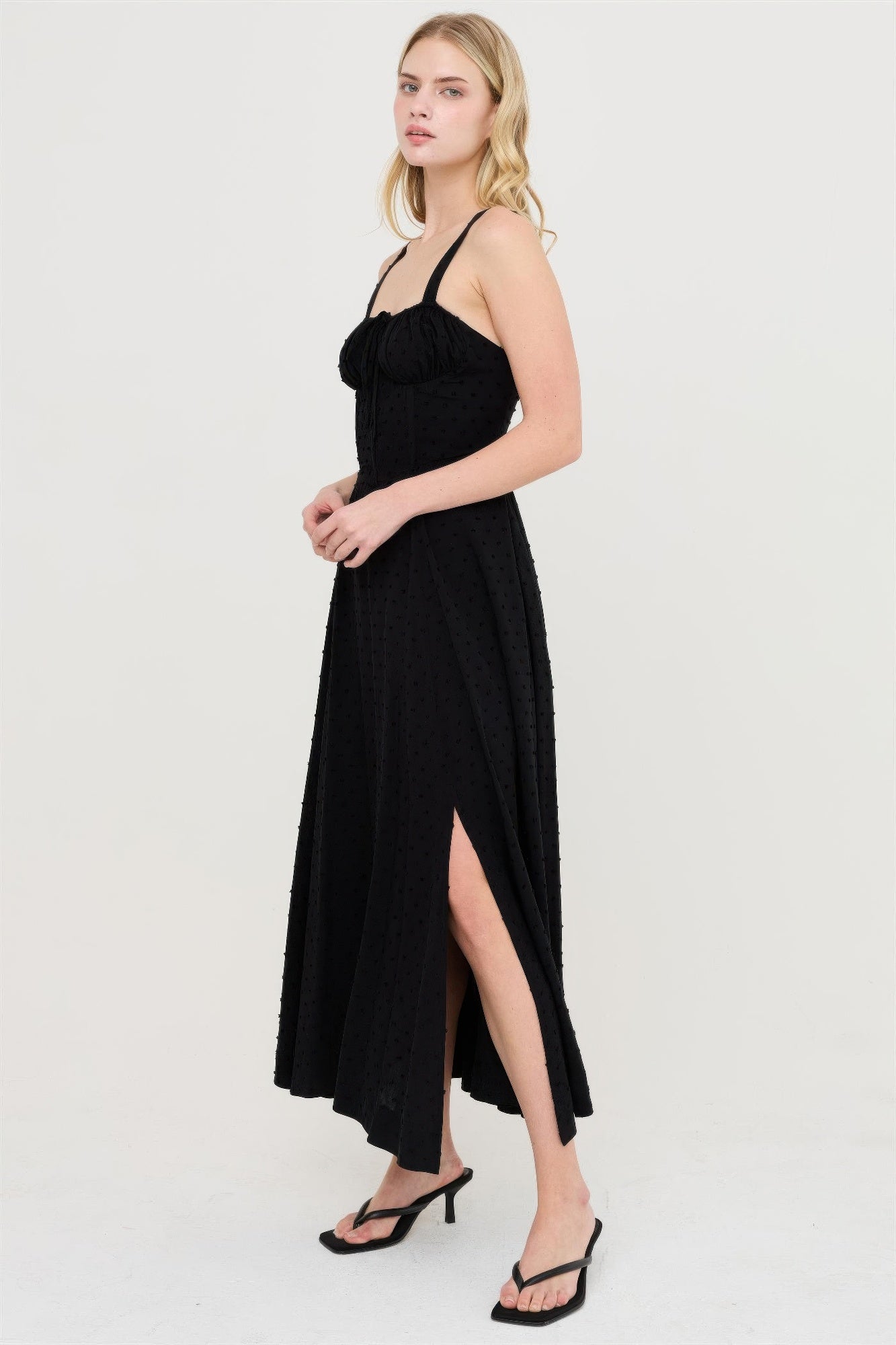 Black back tie dress code maxi dress for summer events