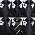Collection of black ties, suitable for black tie wedding guest dress