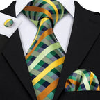 Men's multicolored striped tie and pocket square set for formal occasions