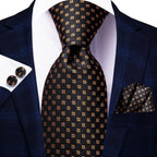Formal men's navy suit with patterned tie for black tie wedding guest dress
