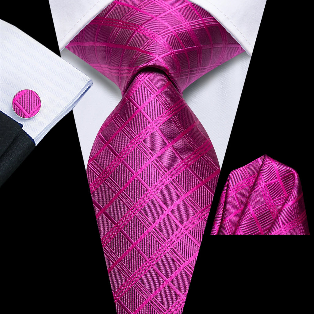 Men's magenta tie and pocket square set, formal event attire
