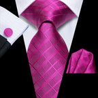 Men's magenta tie and pocket square set, formal event attire