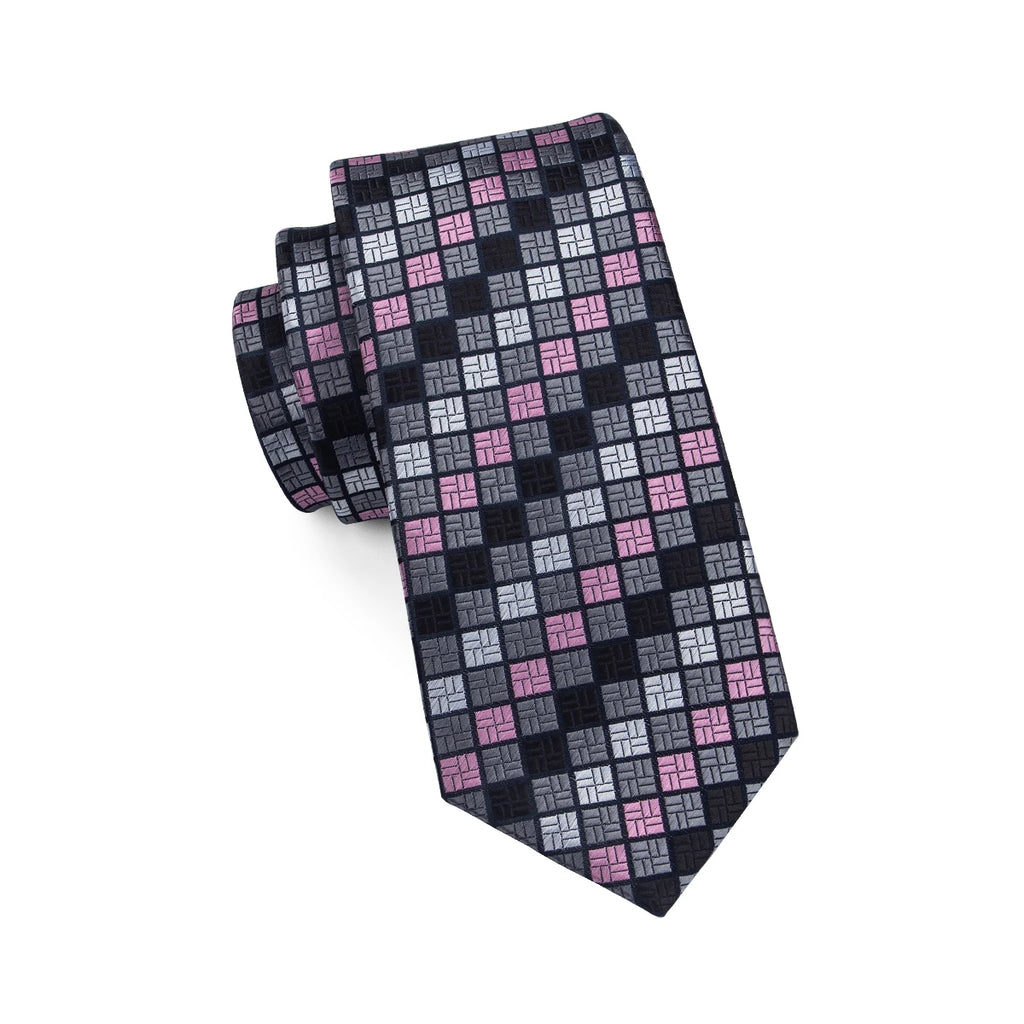 Men's patterned tie in black and gray for formal occasions
