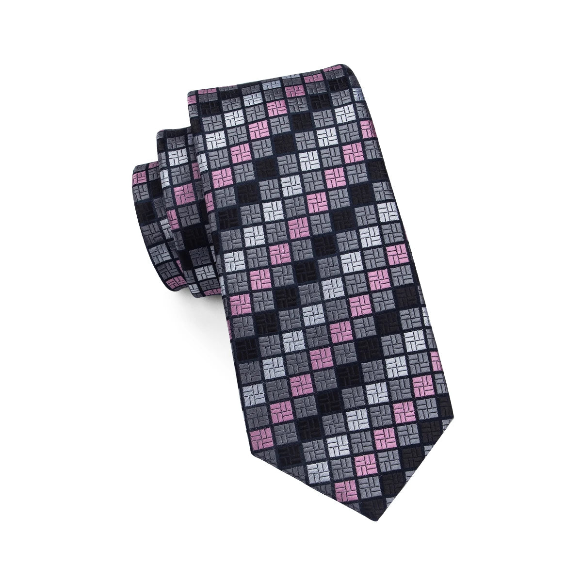 Men's patterned tie in black and gray for formal occasions