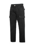Generation XYZ black travel cargo pants for men with multiple pockets and button closure