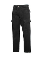 Generation XYZ black travel cargo pants for men with multiple pockets and button closure