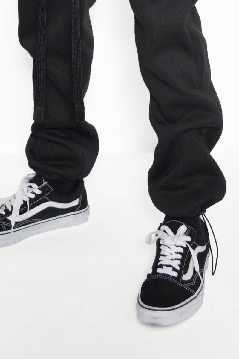 Black Tshirt Ankle Toggle Sweatpants Set - VacationGrabs