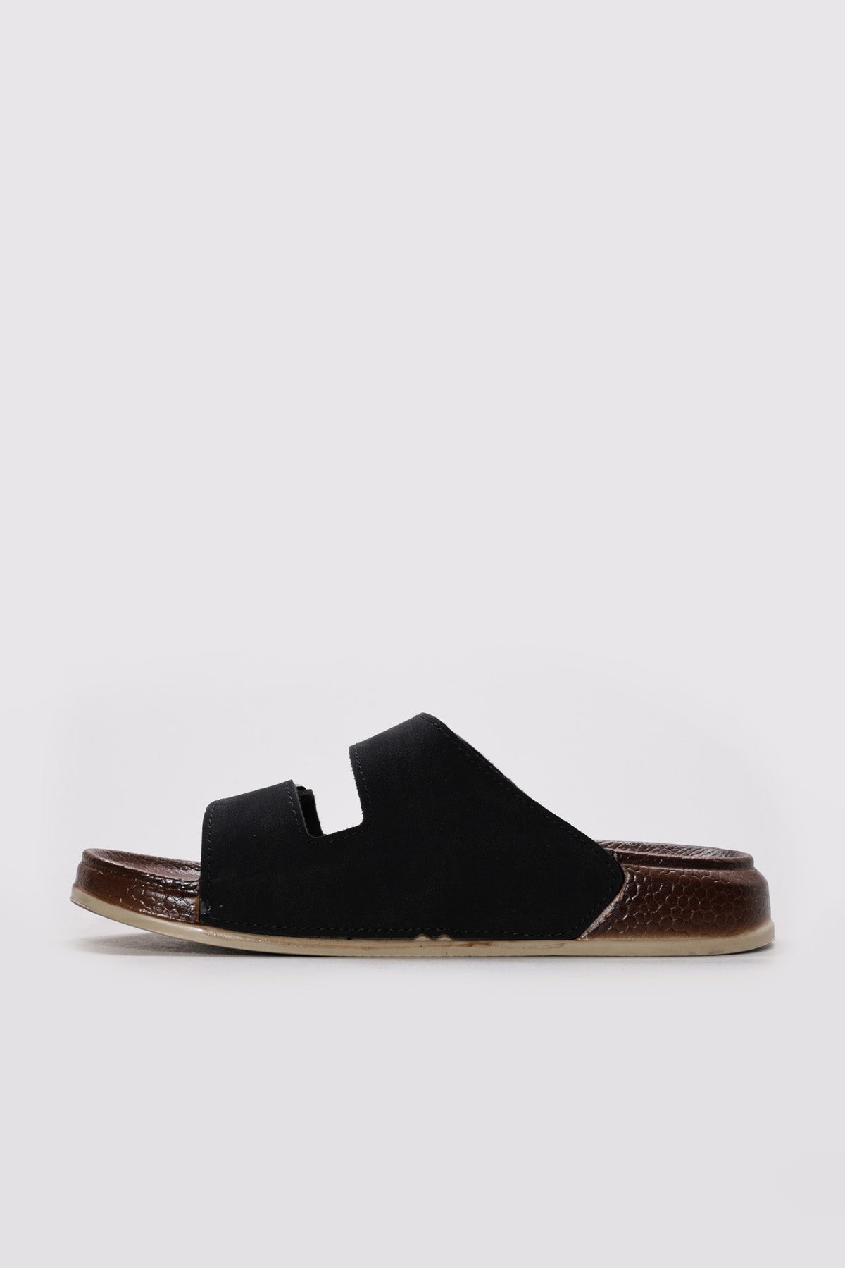 Black Twin-Strap Buckle Slide Sandals for Men – detail view