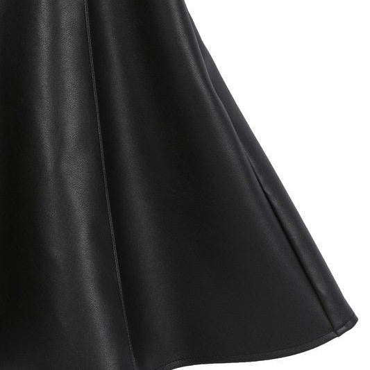 Women's Clubwear Black Vegan Leather Bustier Mini Dress