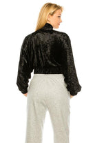 Women's Coats & Jackets Black Velvet Zip Up Jacket