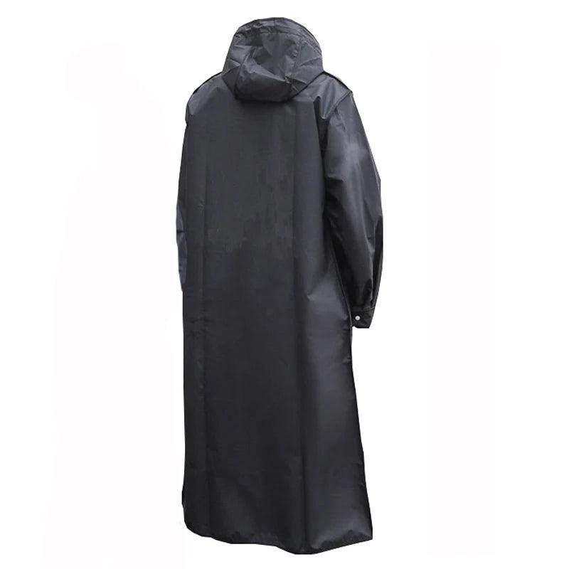 black waterproof raincoat for adults, ideal for travel and outdoor use