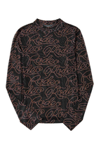 Black Western Rodeo Printed Mock Neck Long Sleeve Mesh Top