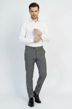 Black & White Checkered Fabric Trousers – side view