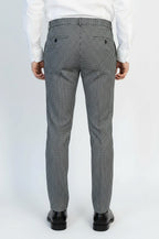 Black & White Checkered Fabric Trousers – styled view
