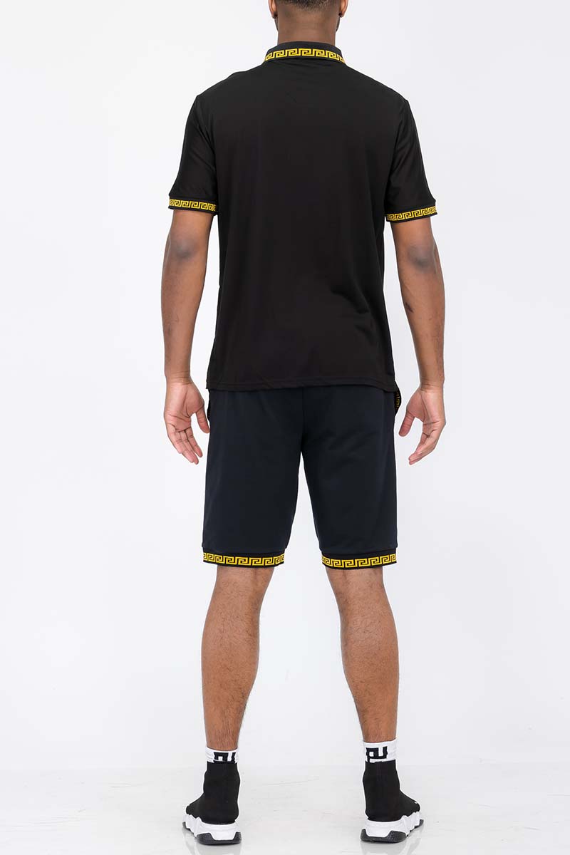 Lion Head Polo Short Set – Men's Matching Two-Piece