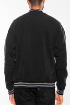 Fleece Varsity Jacket – Snap Button, Ribbed Trim