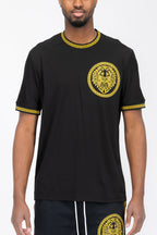 Lion Head Graphic Tee | Round Neck with Tape Detail