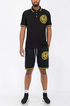 Lion Head Polo Short Set – Men's Matching Two-Piece
