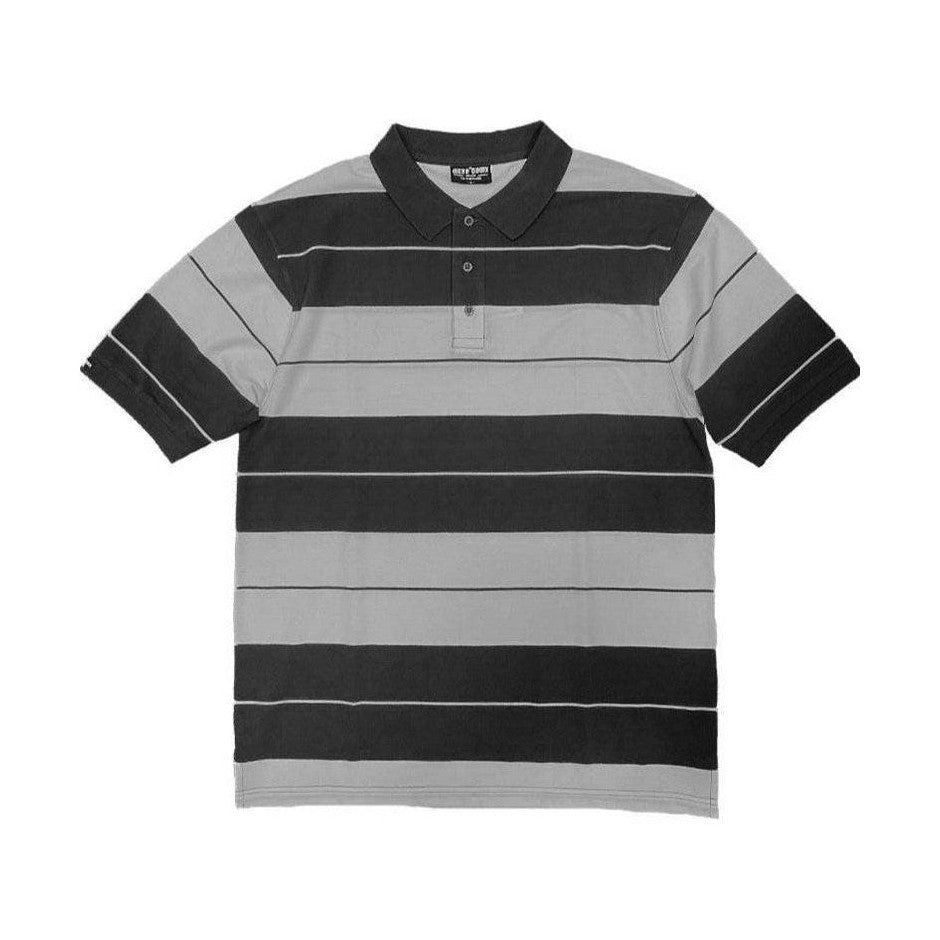 Black/Grey Old School Pique Polo Shirt - VacationGrabs