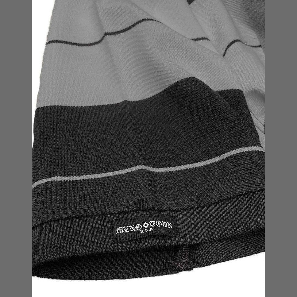 Black/Grey Old School Pique Polo Shirt - VacationGrabs