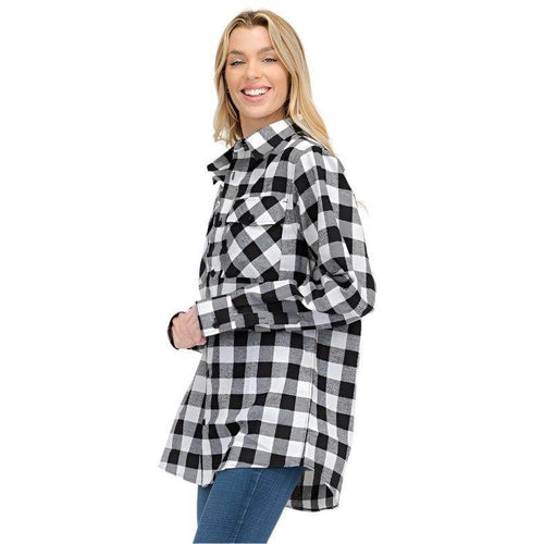 Black/Multi Boyfriend Plaid Flannel Shirt Long Sleeve - VacationGrabs