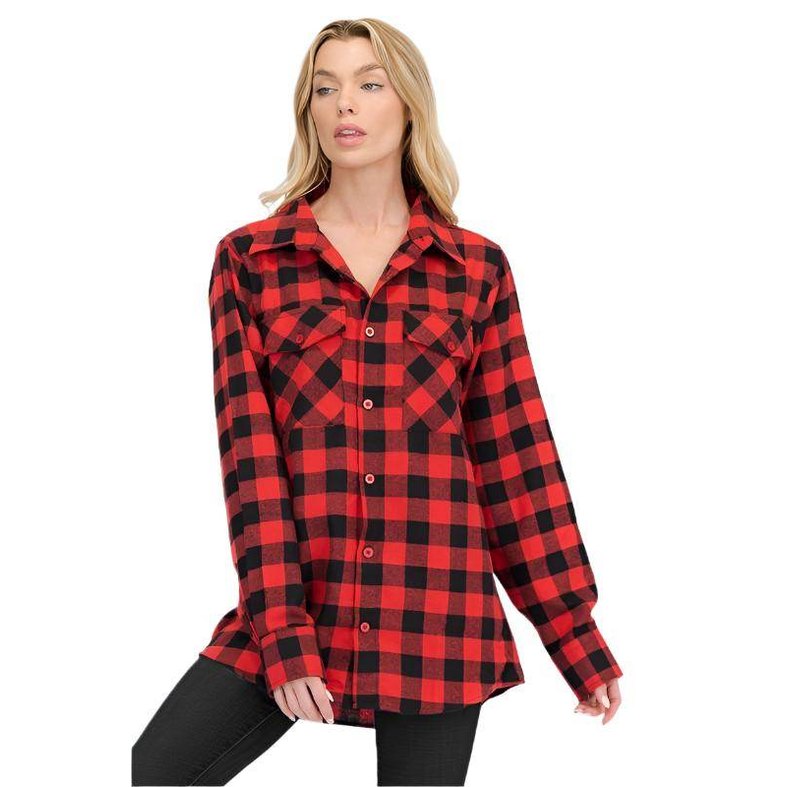 Black/Multi Boyfriend Plaid Flannel Shirt Long Sleeve - VacationGrabs